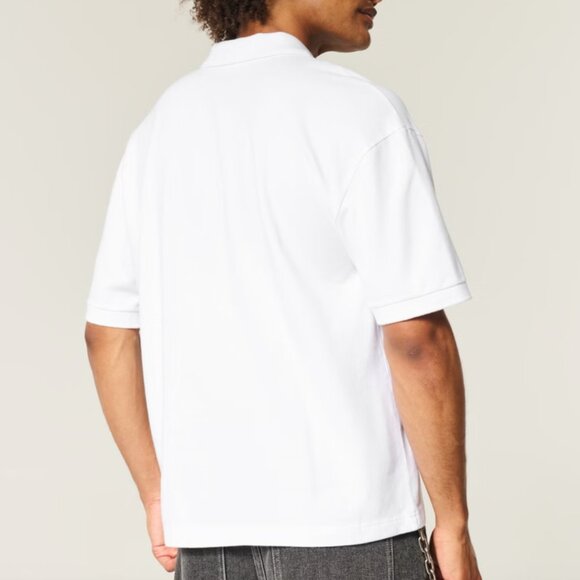 Hollister Boxy Crop Washed Polo, White, Large, NWT - Picture 2 of 3